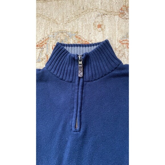 Eddie Bauer Mens 1/4 Zip Sweater Size Large Blue 100% Cotton - Picture 5 of 7